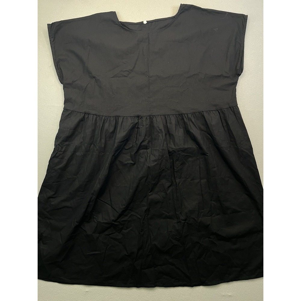 Women's Sleeveless Midi Dress W/ Pockets Cottage Core Boho Minimalist 5XL Black